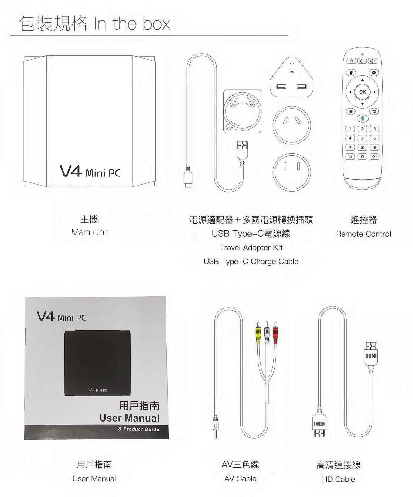BossTV V4 Voice Search TV Box - Package Includes