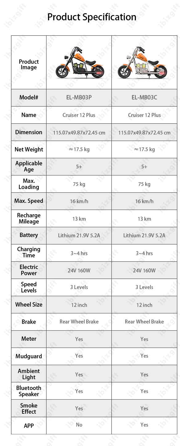 Specification of Hyper Gogo Cruiser 12 Plus