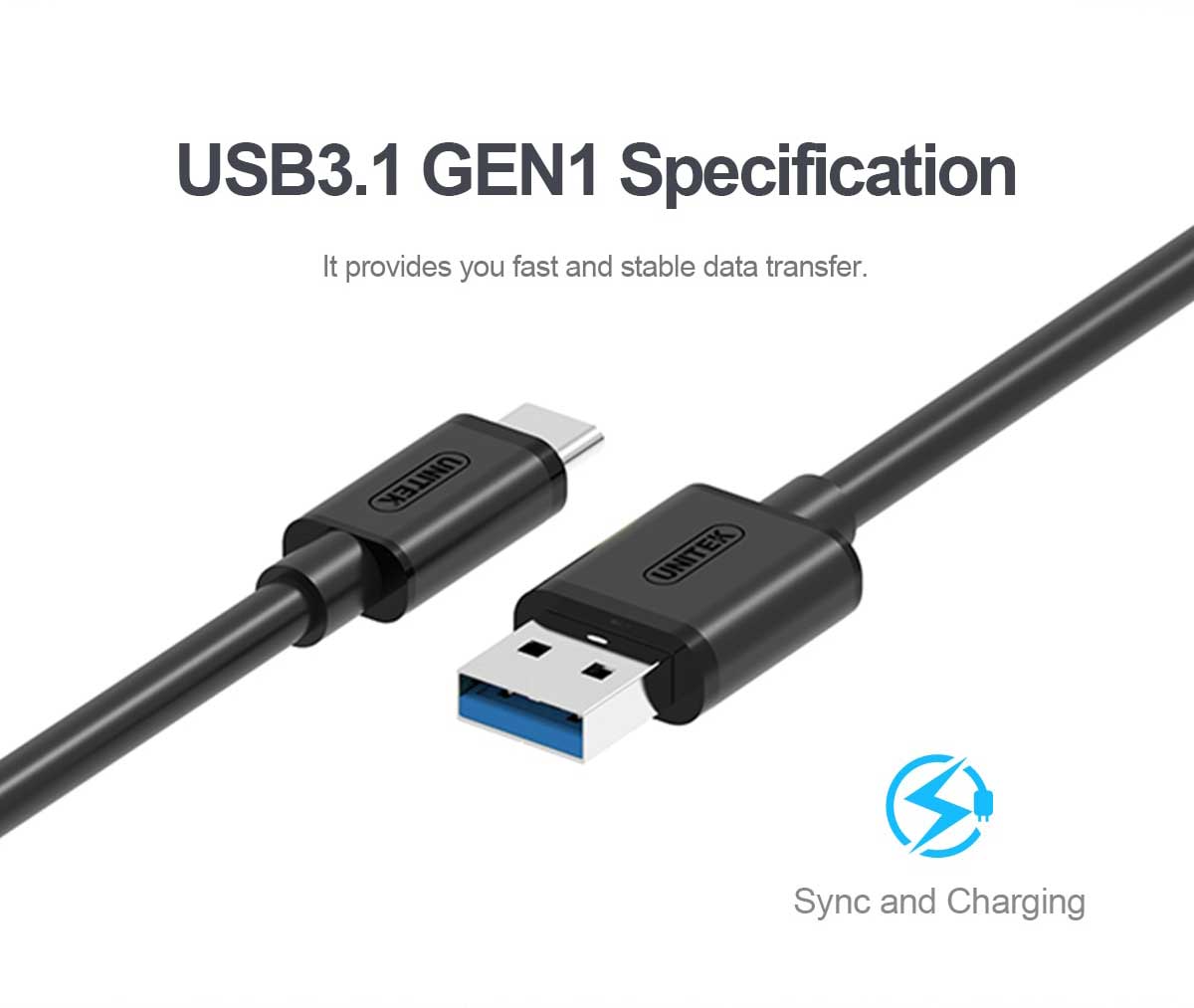 USB 3.1 Gen1 Specification. It provides you fast and stable data transfer. Sync and charging.
