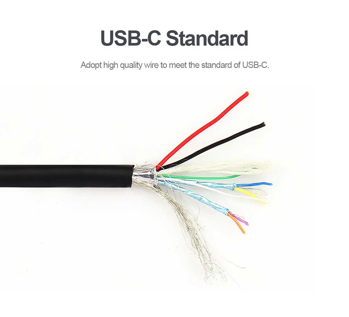 USB-C Standard. Adopt high quality wire to meet the standard of USB-C