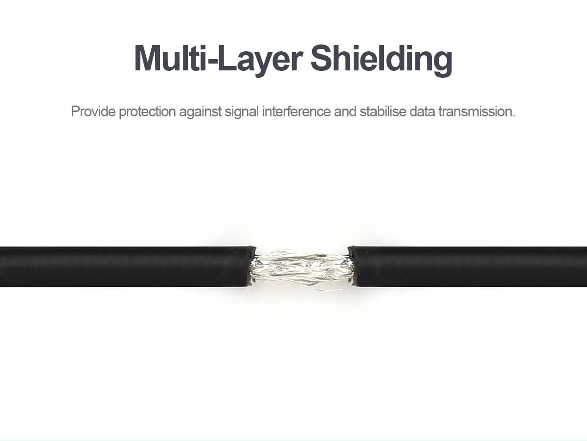 Multi-layer shielding. Provide protection against signal interference and stablise data transmission.